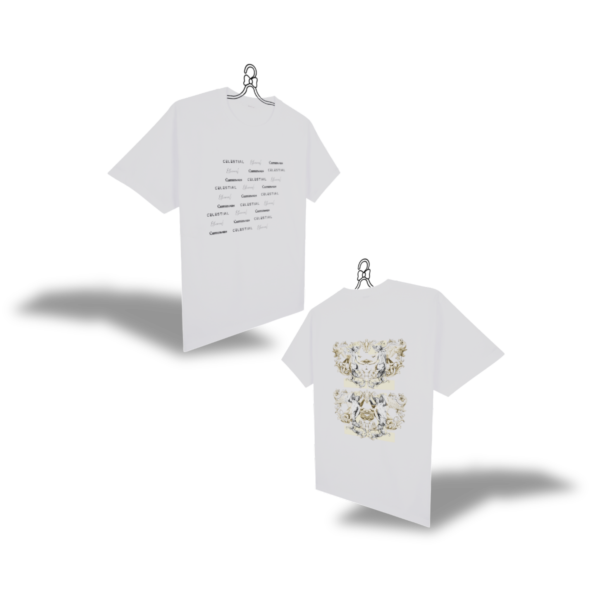 BEIGE LUCKY ANGEL (SLANTED TEXT)