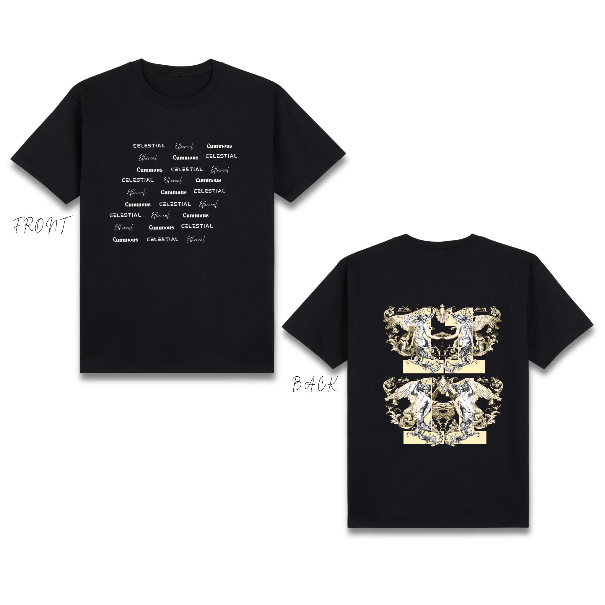 BEIGE LUCKY ANGEL (SLANTED TEXT)