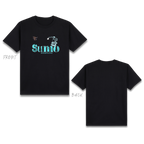 Basic T-Shirt Premium 100% COTTON 200 GSM Black streetwear tee featuring a 10x6 inch chest print. The design uses "SUMO" text as a frame, with a line art sumo wrestler embossed inside the letters. Only @ Tintahan-on-Thread
