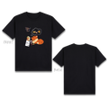 Basic T-Shirt Premium 100% COTTON 200 GSM Front view of a Black streetwear tee with a full-colored graphic of a sleeping cat tired of studying in soft tones. The image "SLEEPING CAT" and "canned tuna", she knows there is a "reward" is printed in a clean, modern image around the cat. Only @ Tintahan-on-Thread