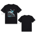 Basic T-Shirt Premium 100% COTTON 200 GSM Front view of a streetwear t-shirt in Black. The design features a large 11x12 inch intricate line-art graphic of a surreal, gravity-defying bathroom inspired by the Infinity Castle anime aesthetic. The artwork shows a character slipping in a bathroom with complex lines perspectives and zero solid background blocks for breathability. Only @ Tintahan-on-Thread