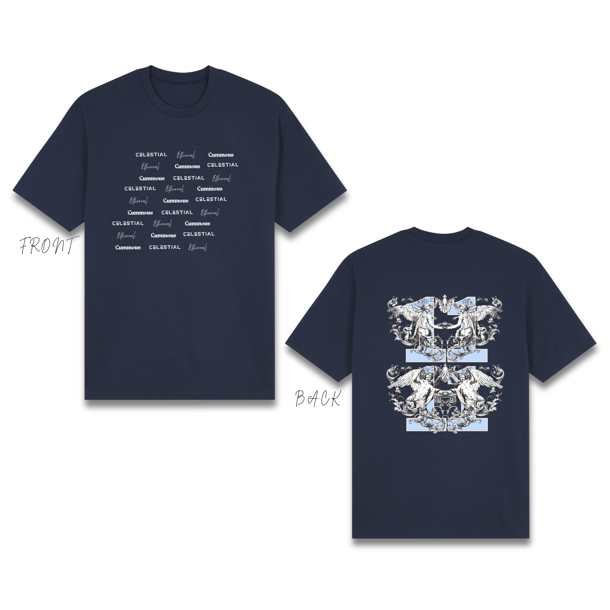 BLUE LUCKY ANGEL (SLANTED TEXT)