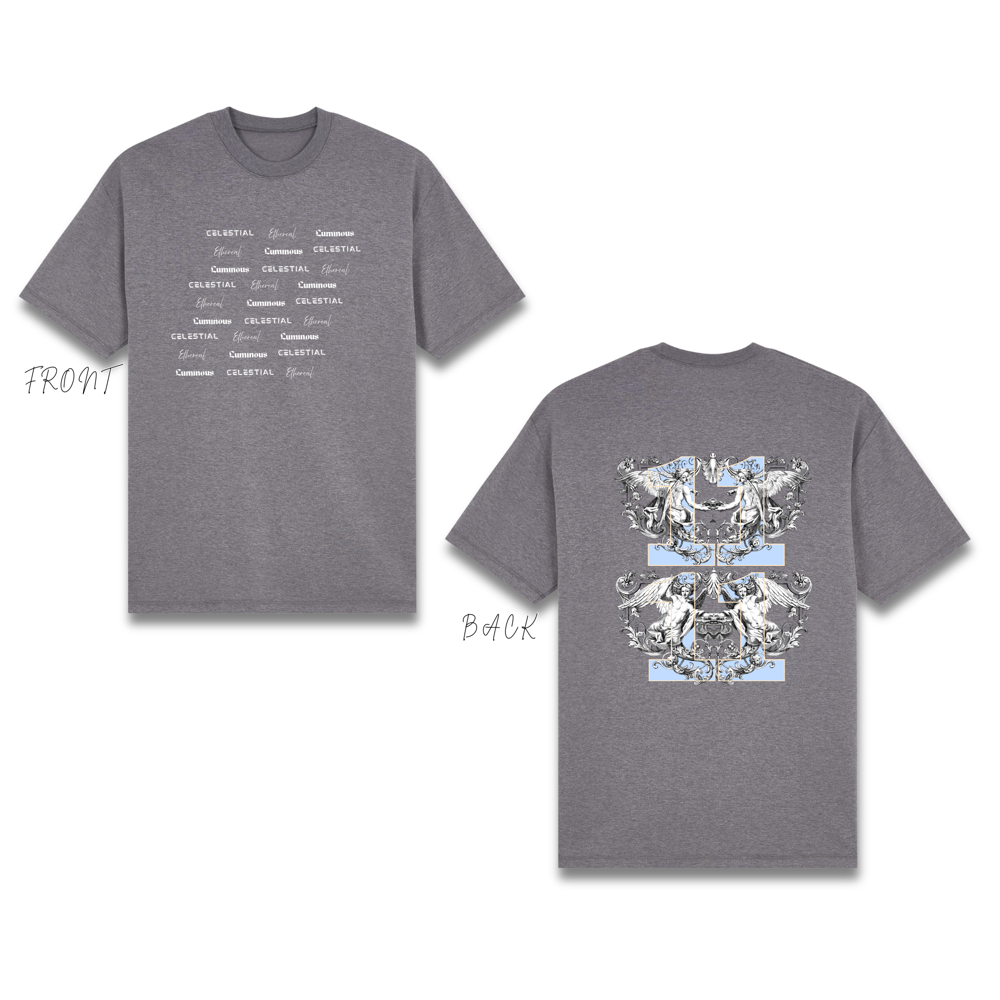 BLUE LUCKY ANGEL (SLANTED TEXT)