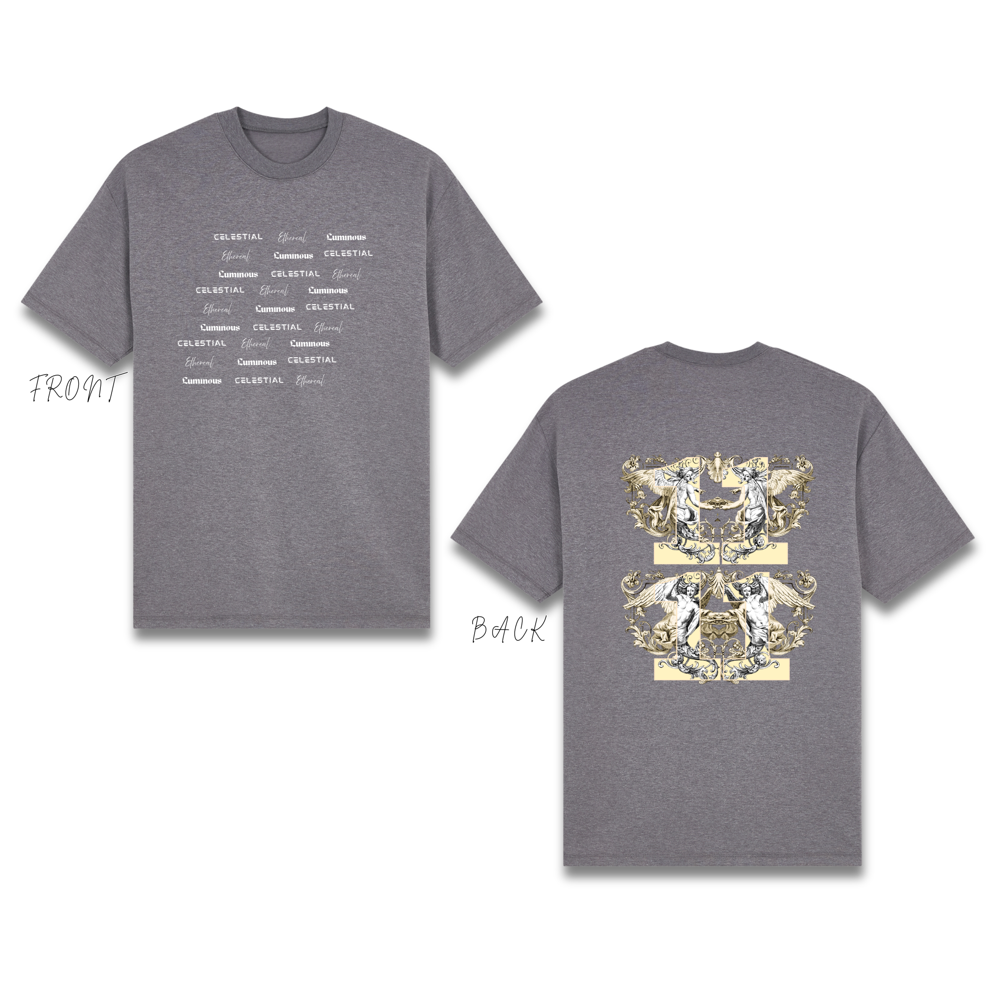 BEIGE LUCKY ANGEL (SLANTED TEXT)