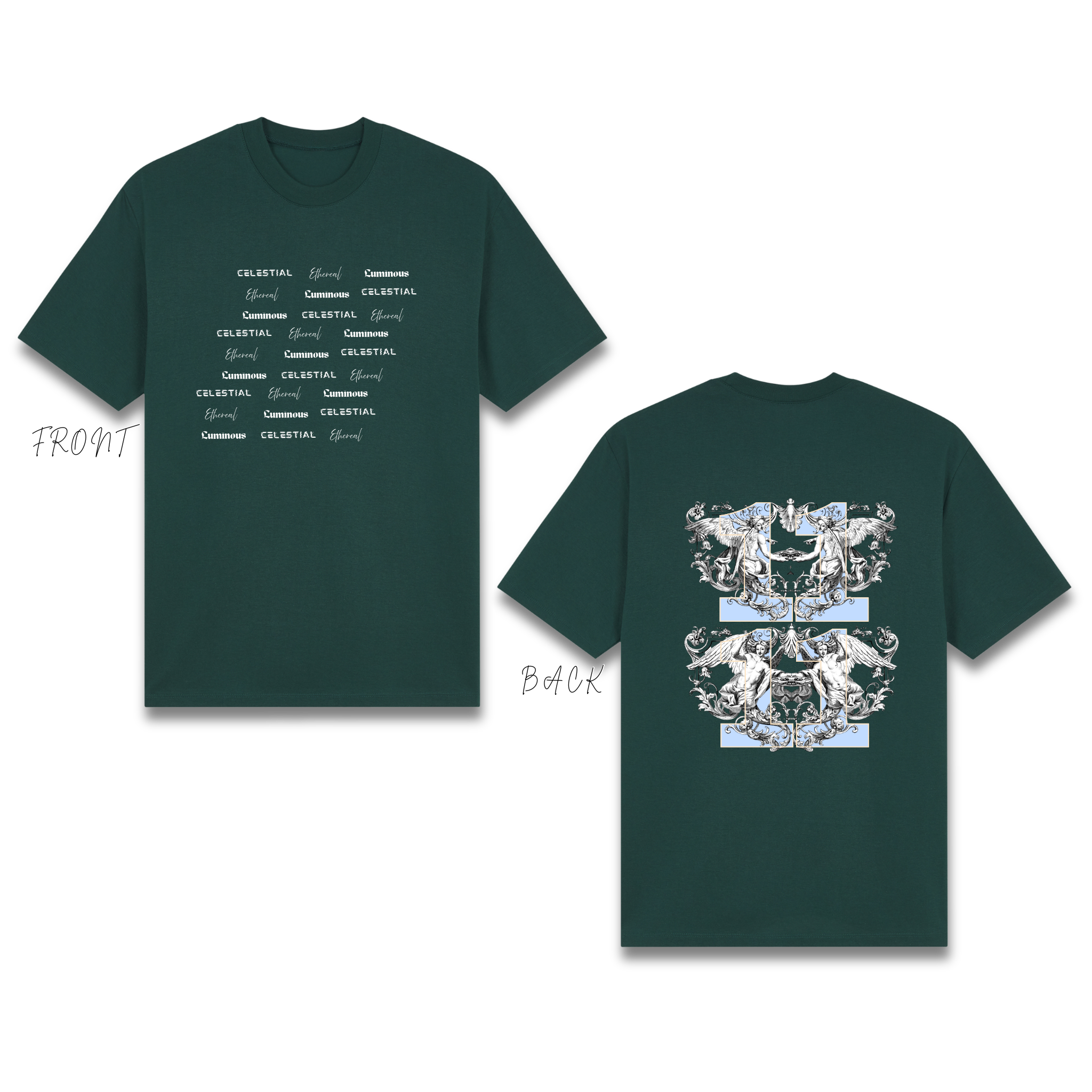 BLUE LUCKY ANGEL (SLANTED TEXT)