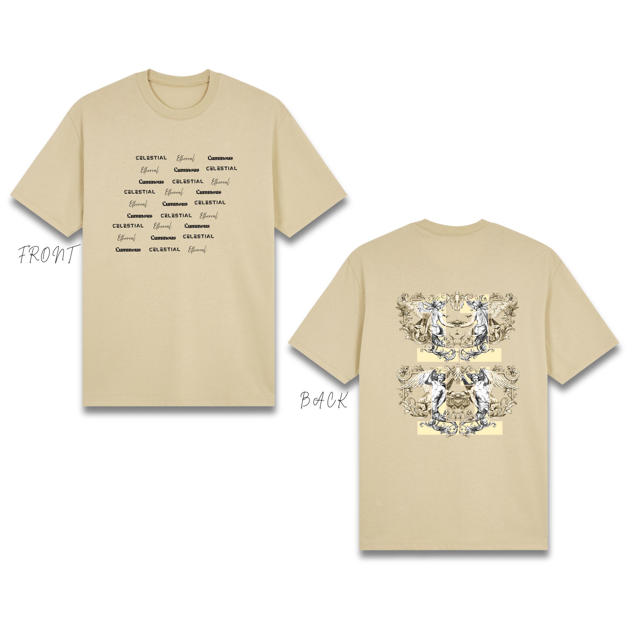 BEIGE LUCKY ANGEL (SLANTED TEXT)