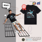 Basic T-Shirt Premium 100% COTTON 200 GSM Front view of a Filipino man streetwear t-shirt in Black. The design features a large 11x12 inch intricate line-art graphic of a surreal, gravity-defying bathroom inspired by the Infinity Castle anime aesthetic. The artwork shows a character slipping in a bathroom with complex lines perspectives and zero solid background blocks for breathability. Only @ Tintahan-on-Thread