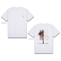 Basic T-Shirt Premium 100% COTTON 200 GSM Front view of White streetwear tee with "Live the Moment" on chest. Back features two coconut trees over a gray rectangle with an inverted contrast effect. A black "VACATION" block overlaps the trees above "PHILIPPINES" text. Only @ Tintahan-on-Thread