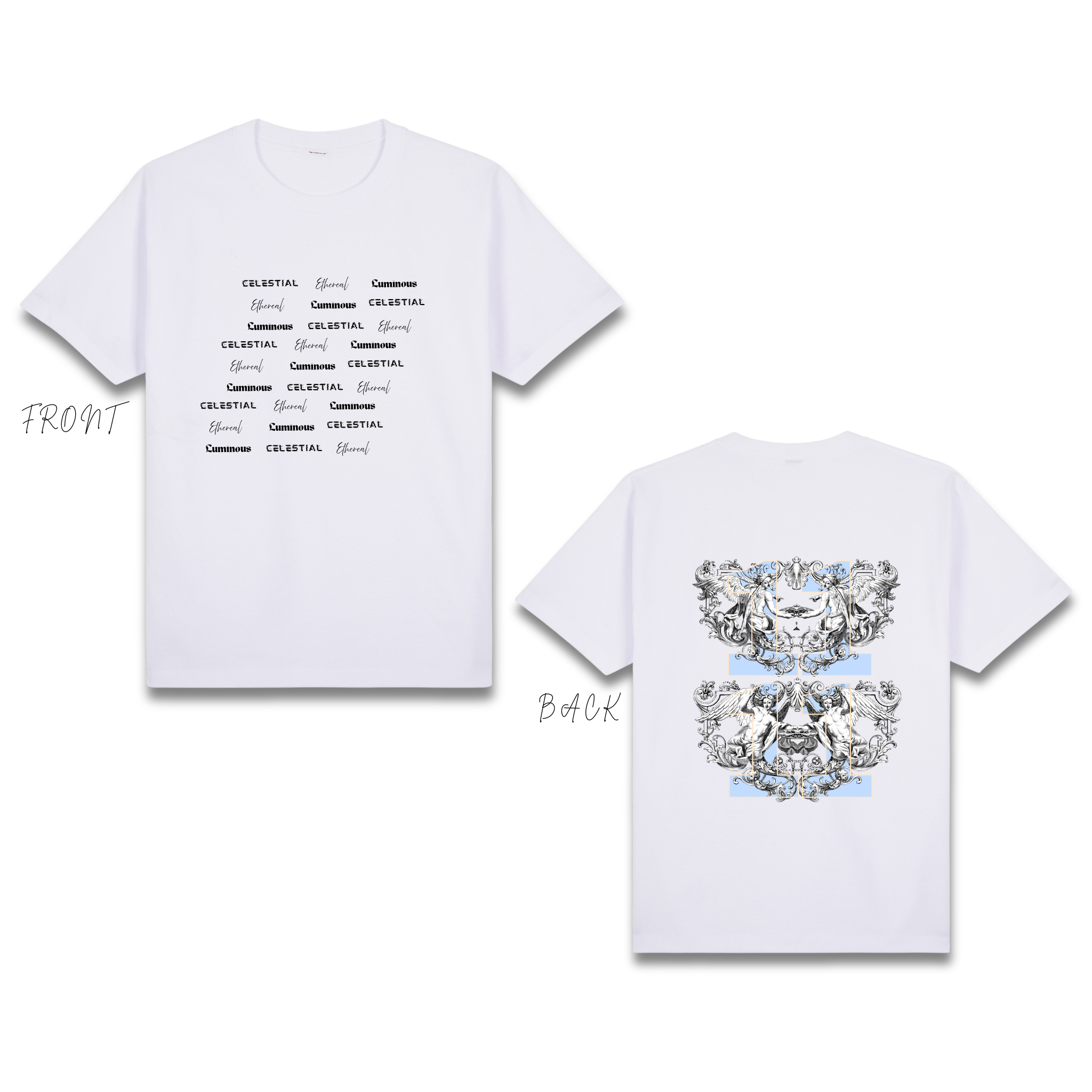 BLUE LUCKY ANGEL (SLANTED TEXT)