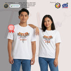 Basic T-Shirt Premium 100% COTTON 200 GSM
Front of a Filipino woman wearing White streetwear tee. The front features a large 11x11 inch Gothic angel silhouette in intricate line art. The angel is overlaid with distressed red "DEVILISH" text and a bold, orange-to-red gradient "b!tch" script. The design uses adaptive contrast (dark lines on white fabric) to maintain a sharp, clean aesthetic without sacrificing breathability. Only @ Tintahan-on-Thread